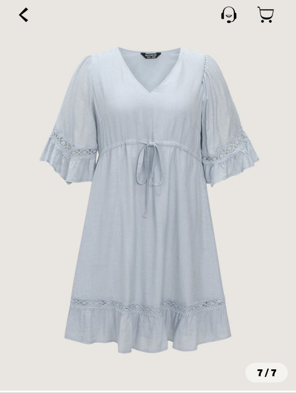 Light Blue V-Neck Tie-Waist Midi Dress